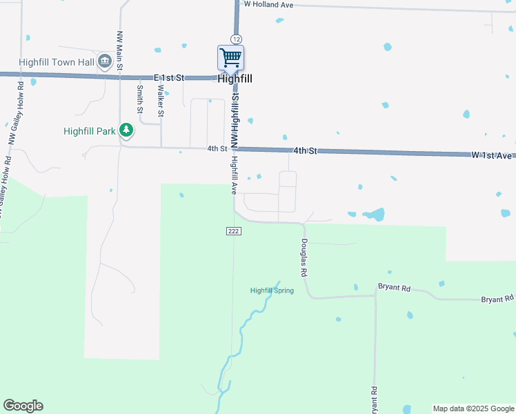 map of restaurants, bars, coffee shops, grocery stores, and more near 14300-14350 County Road 1104 in Gentry