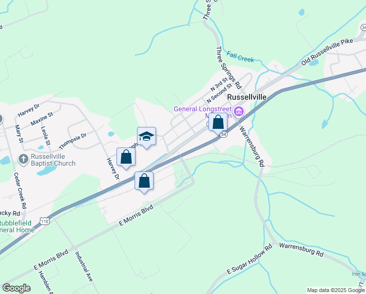 map of restaurants, bars, coffee shops, grocery stores, and more near 5738 Old Russellville Pike in Russellville