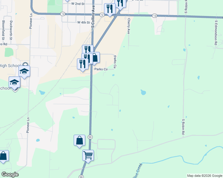 map of restaurants, bars, coffee shops, grocery stores, and more near 402 Love Court in Gentry