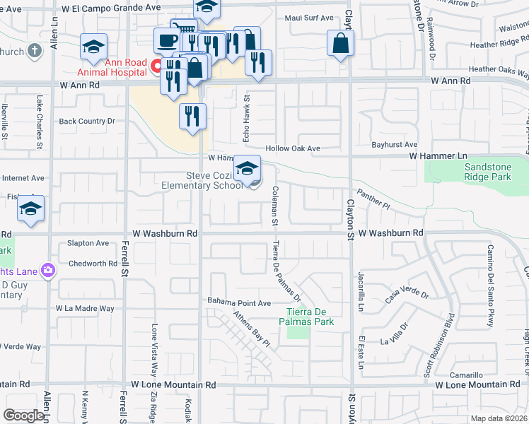 map of restaurants, bars, coffee shops, grocery stores, and more near 5224 Red Vine Street in North Las Vegas