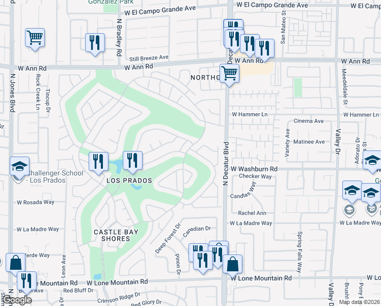 map of restaurants, bars, coffee shops, grocery stores, and more near 4921 Intrepid Drive in Las Vegas