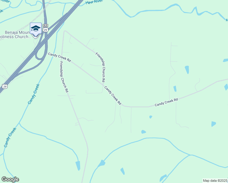 map of restaurants, bars, coffee shops, grocery stores, and more near 433 Candy Creek Road in Reidsville