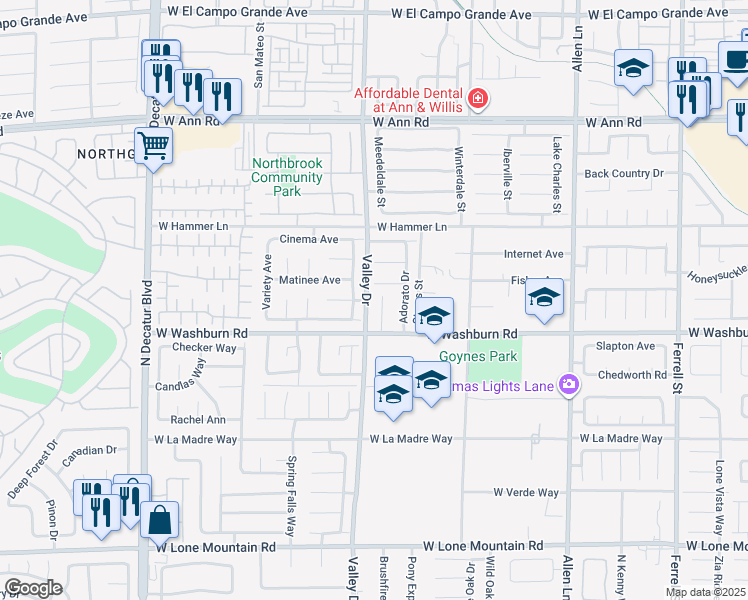 map of restaurants, bars, coffee shops, grocery stores, and more near 5229 Giallo Vista Court in North Las Vegas