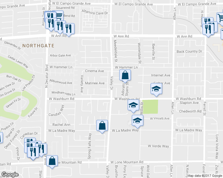 map of restaurants, bars, coffee shops, grocery stores, and more near 4300 Blushed Meadows Road in North Las Vegas