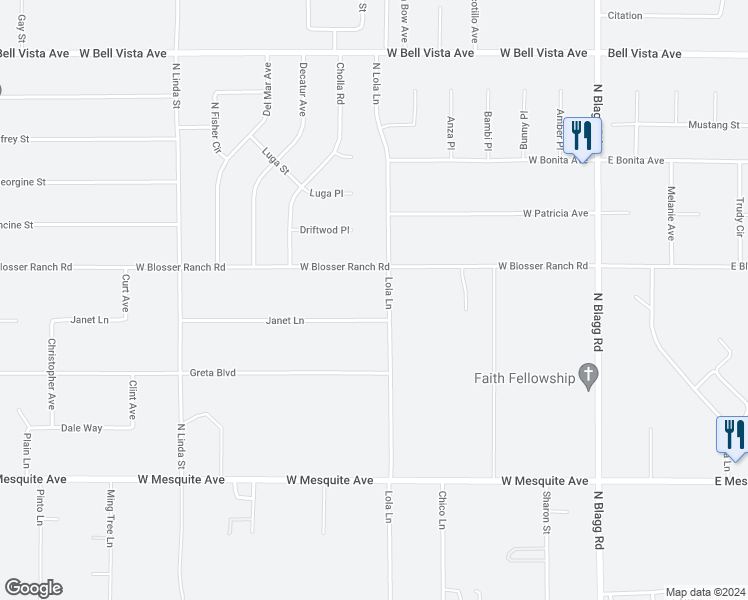 map of restaurants, bars, coffee shops, grocery stores, and more near 2420 North Lola Lane in Pahrump