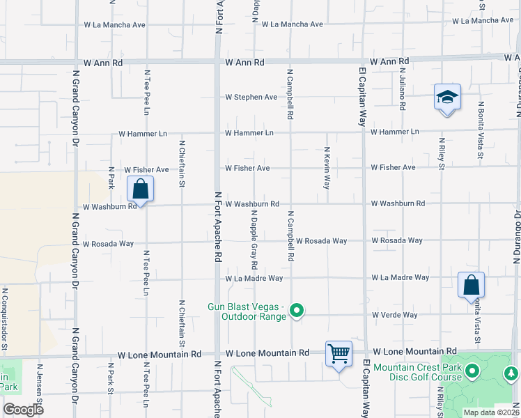 map of restaurants, bars, coffee shops, grocery stores, and more near 5180 North Dapple Gray Road in Las Vegas