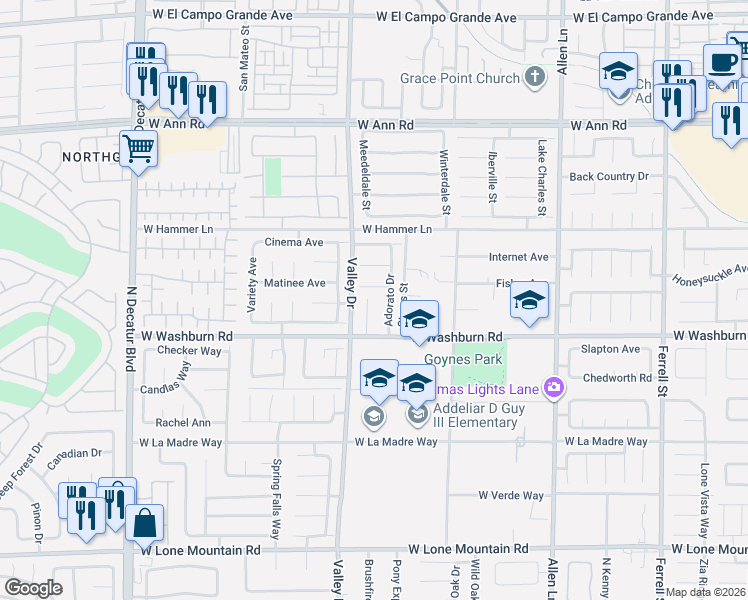 map of restaurants, bars, coffee shops, grocery stores, and more near 5220 Giallo Vista Court in North Las Vegas