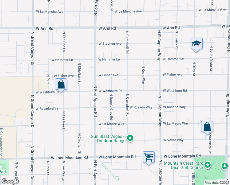 map of restaurants, bars, coffee shops, grocery stores, and more near 5170 North Dapple Gray Road in Las Vegas