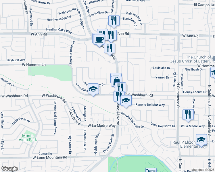 map of restaurants, bars, coffee shops, grocery stores, and more near 813 Dawn Valley Drive in North Las Vegas