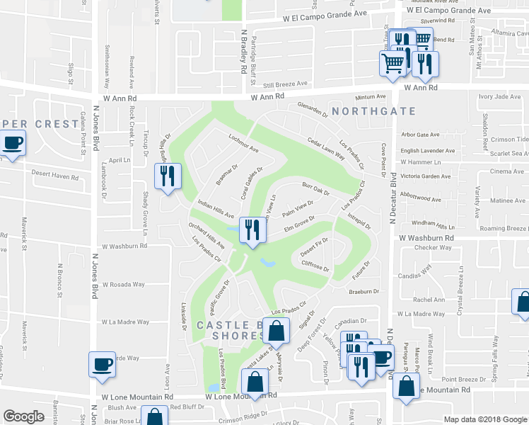 map of restaurants, bars, coffee shops, grocery stores, and more near 5225 Rim View in Las Vegas