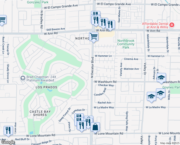 map of restaurants, bars, coffee shops, grocery stores, and more near in North Las Vegas