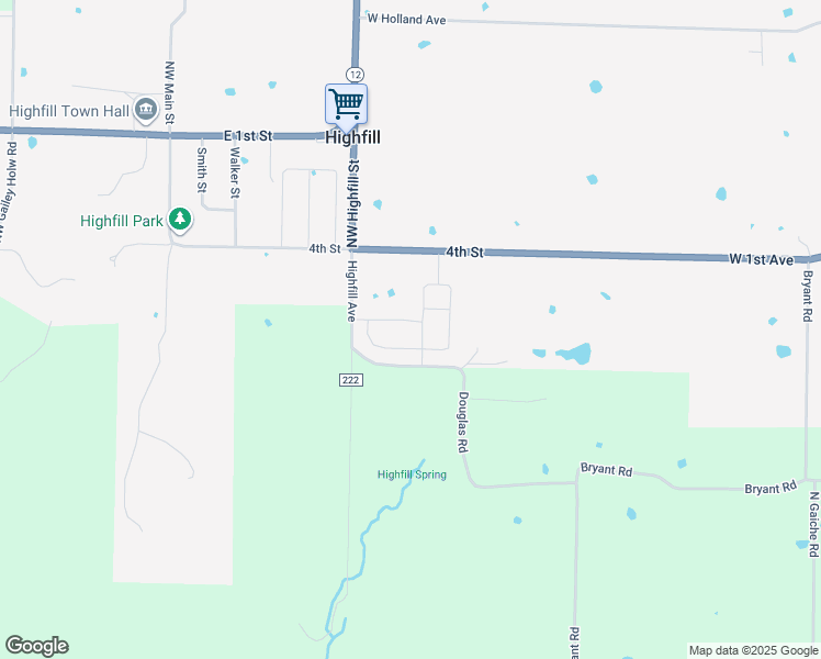 map of restaurants, bars, coffee shops, grocery stores, and more near 14300-14350 County Road 1104 in Gentry