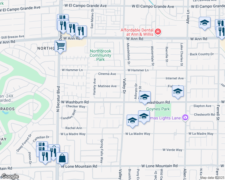 map of restaurants, bars, coffee shops, grocery stores, and more near 4332 Blushed Meadows Road in North Las Vegas