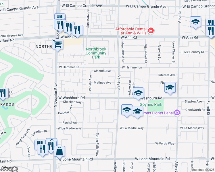 map of restaurants, bars, coffee shops, grocery stores, and more near 4332 Blushed Meadows Road in North Las Vegas