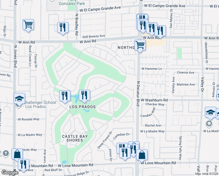 map of restaurants, bars, coffee shops, grocery stores, and more near 5017 Elm Grove Drive in Las Vegas
