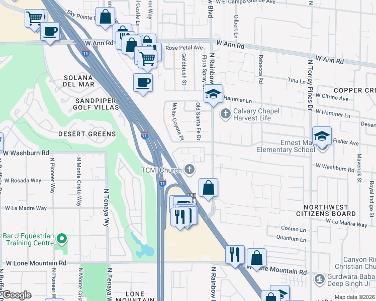 map of restaurants, bars, coffee shops, grocery stores, and more near 5112 Harvest Time Street in Las Vegas