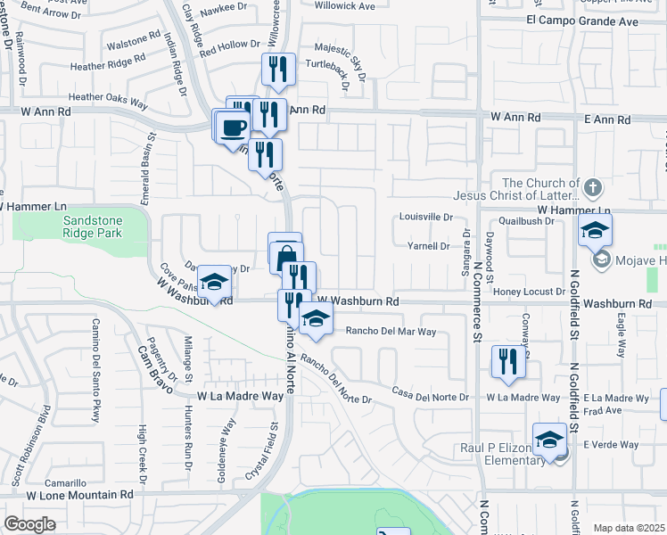 map of restaurants, bars, coffee shops, grocery stores, and more near 5243 Edna Crane Avenue in North Las Vegas