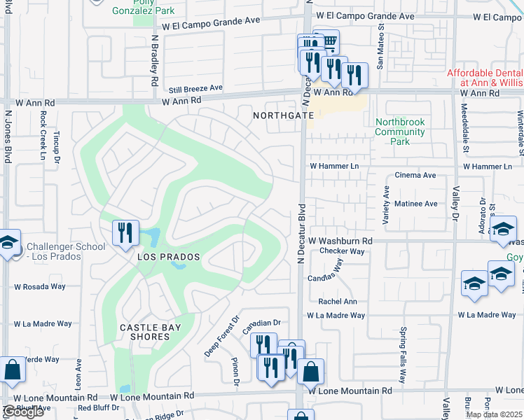 map of restaurants, bars, coffee shops, grocery stores, and more near 5245 Roca Lane in Las Vegas