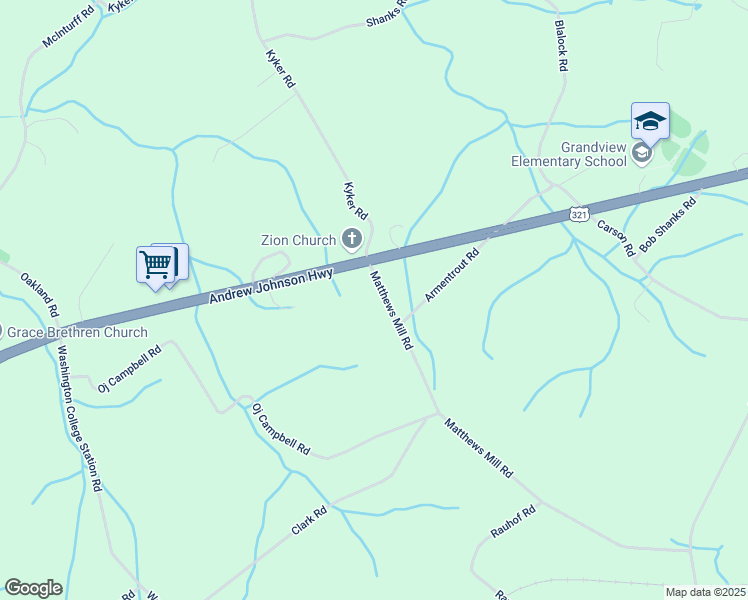 map of restaurants, bars, coffee shops, grocery stores, and more near 545 Matthews Mill Road in Telford