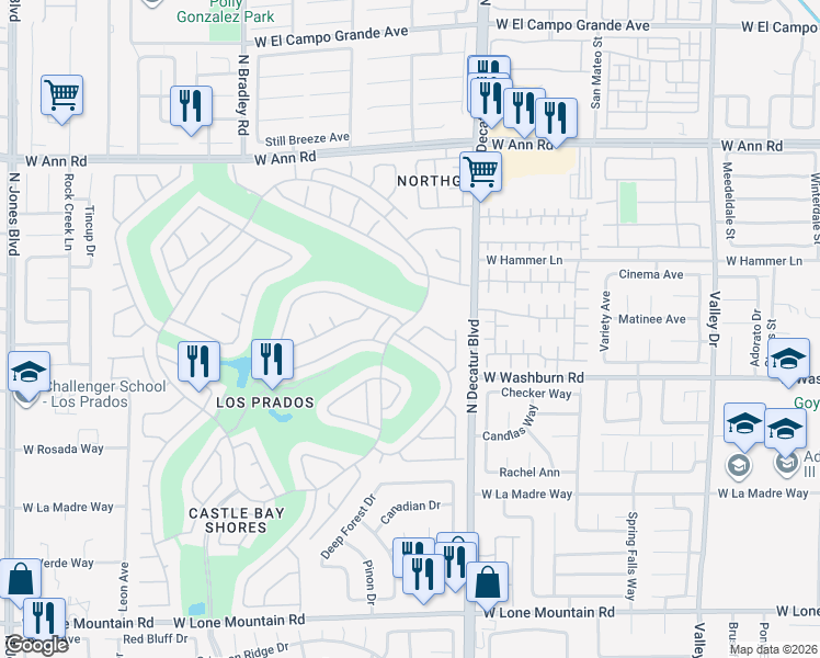 map of restaurants, bars, coffee shops, grocery stores, and more near 4921 Intrepid Drive in Las Vegas