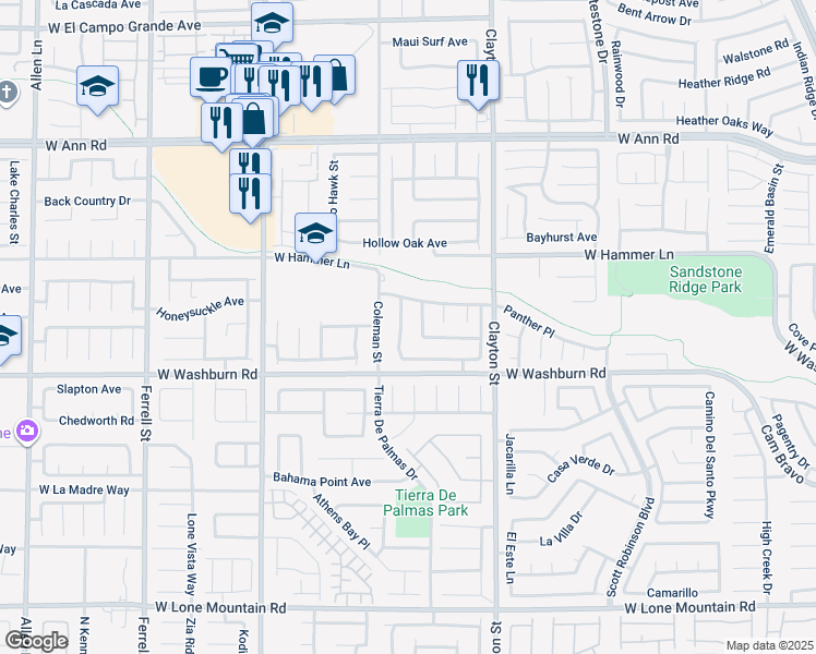 map of restaurants, bars, coffee shops, grocery stores, and more near 5232 Wild Orchid Street in North Las Vegas