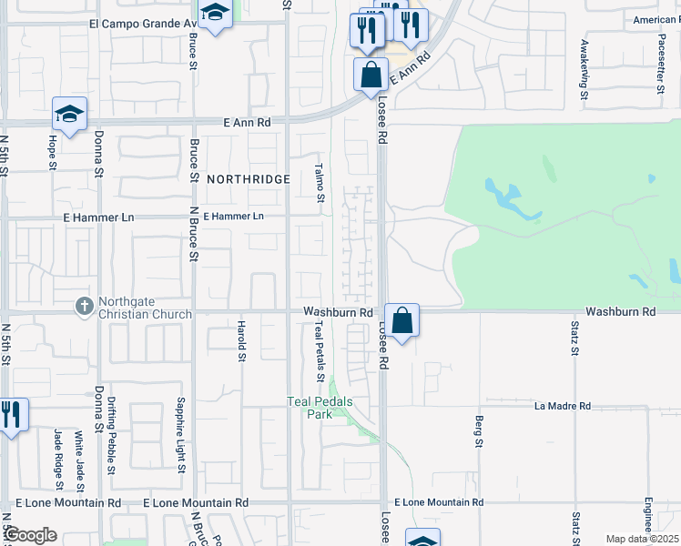 map of restaurants, bars, coffee shops, grocery stores, and more near 5233 Brazelton Street in North Las Vegas