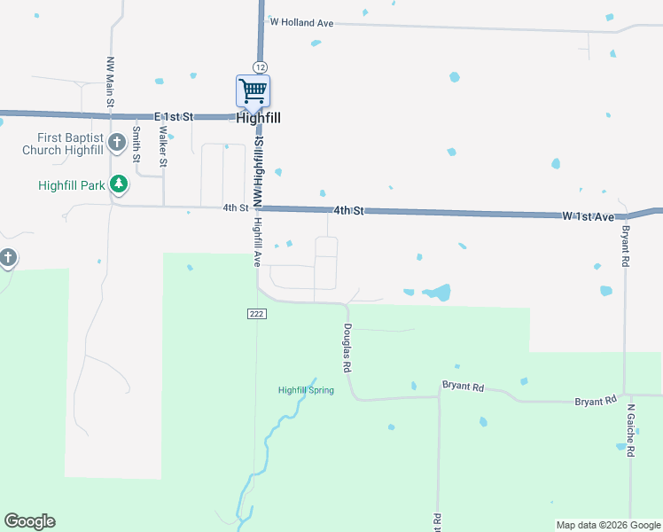 map of restaurants, bars, coffee shops, grocery stores, and more near 14300-14350 County Road 1104 in Gentry