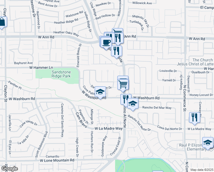 map of restaurants, bars, coffee shops, grocery stores, and more near 5307 Reed Station Street in North Las Vegas