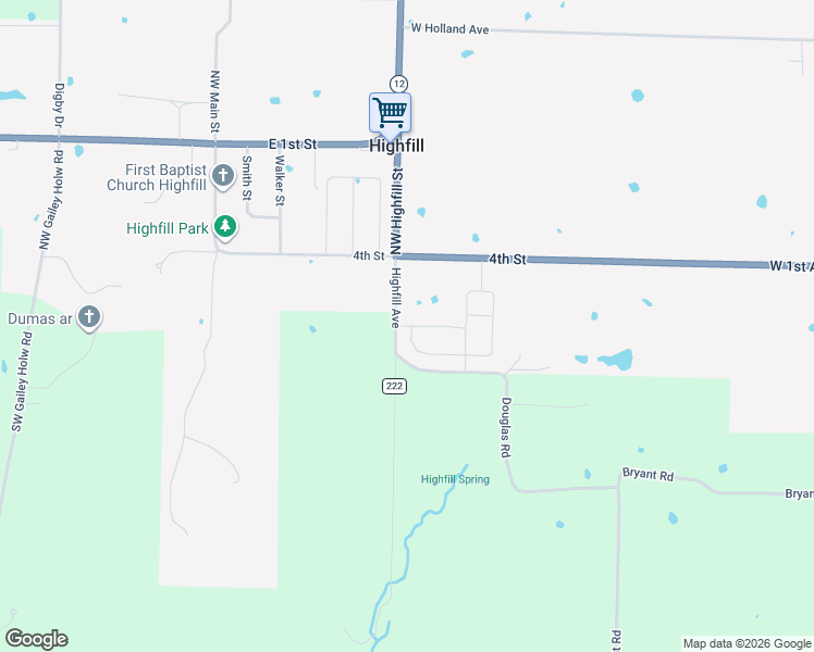 map of restaurants, bars, coffee shops, grocery stores, and more near 12070 Highfill Avenue in Gentry