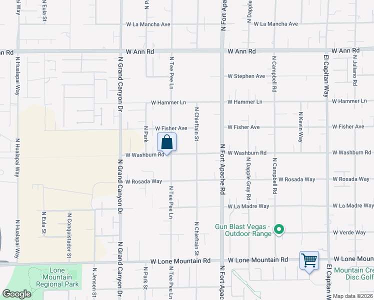 map of restaurants, bars, coffee shops, grocery stores, and more near 5265 North Chieftain Street in Las Vegas