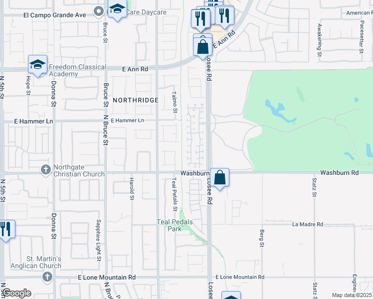 map of restaurants, bars, coffee shops, grocery stores, and more near 5269 Brazelton Street in North Las Vegas