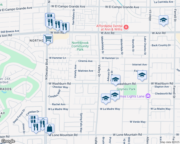 map of restaurants, bars, coffee shops, grocery stores, and more near 4333 Matinee Avenue in North Las Vegas