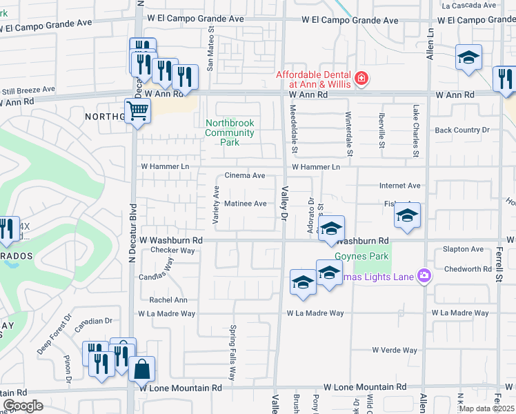 map of restaurants, bars, coffee shops, grocery stores, and more near 4333 Matinee Avenue in North Las Vegas