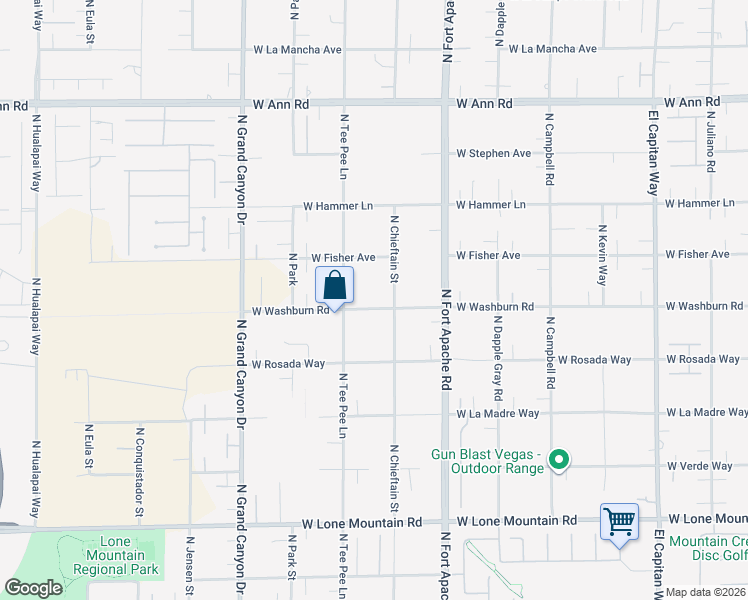 map of restaurants, bars, coffee shops, grocery stores, and more near 5265 North Chieftain Street in Las Vegas