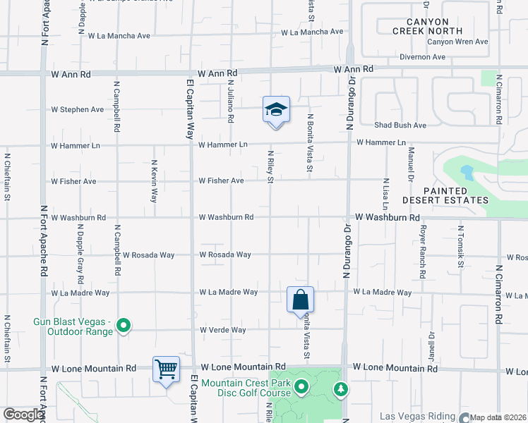 map of restaurants, bars, coffee shops, grocery stores, and more near 5245 North Riley Street in Las Vegas