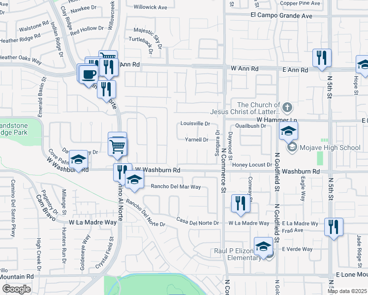 map of restaurants, bars, coffee shops, grocery stores, and more near 5243 Willowdale Court in North Las Vegas