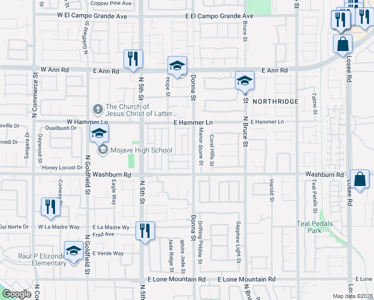 map of restaurants, bars, coffee shops, grocery stores, and more near 5328 North Carlsbad Heights Street in North Las Vegas