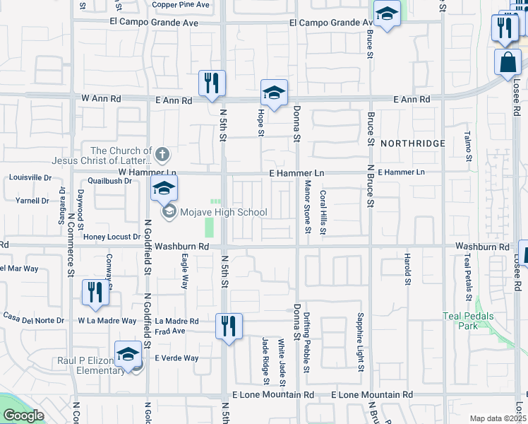 map of restaurants, bars, coffee shops, grocery stores, and more near 5312 North La Quinta Hills Street in North Las Vegas