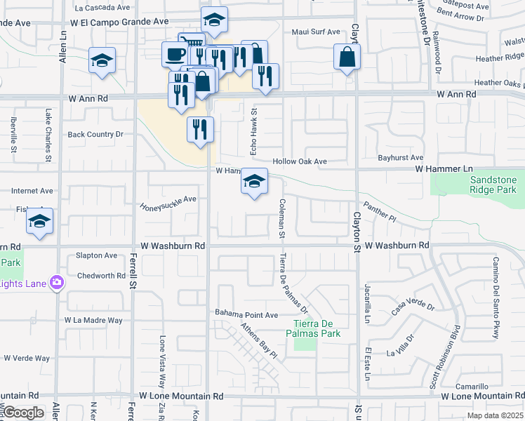 map of restaurants, bars, coffee shops, grocery stores, and more near 5335 Coleman Street in North Las Vegas