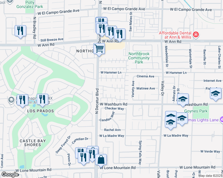 map of restaurants, bars, coffee shops, grocery stores, and more near 4627 Abbottwood Avenue in North Las Vegas