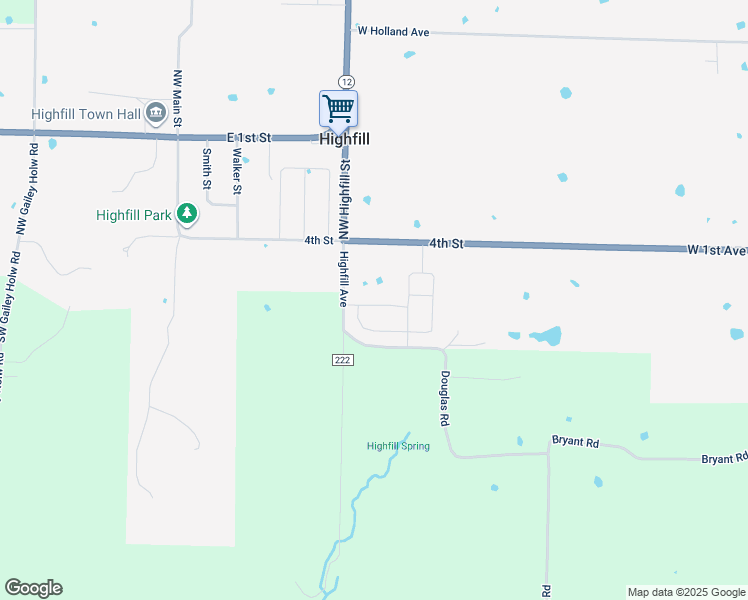 map of restaurants, bars, coffee shops, grocery stores, and more near 12070 Highfill Avenue in Gentry