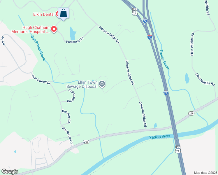 map of restaurants, bars, coffee shops, grocery stores, and more near 162 Marion Road in Elkin