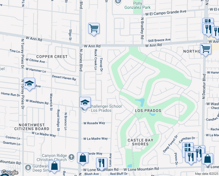 map of restaurants, bars, coffee shops, grocery stores, and more near 5700 Palma del Sol Way in Las Vegas