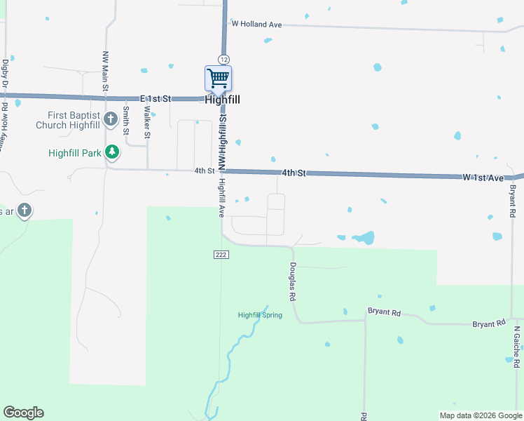 map of restaurants, bars, coffee shops, grocery stores, and more near 14387 4th Street in Siloam Springs