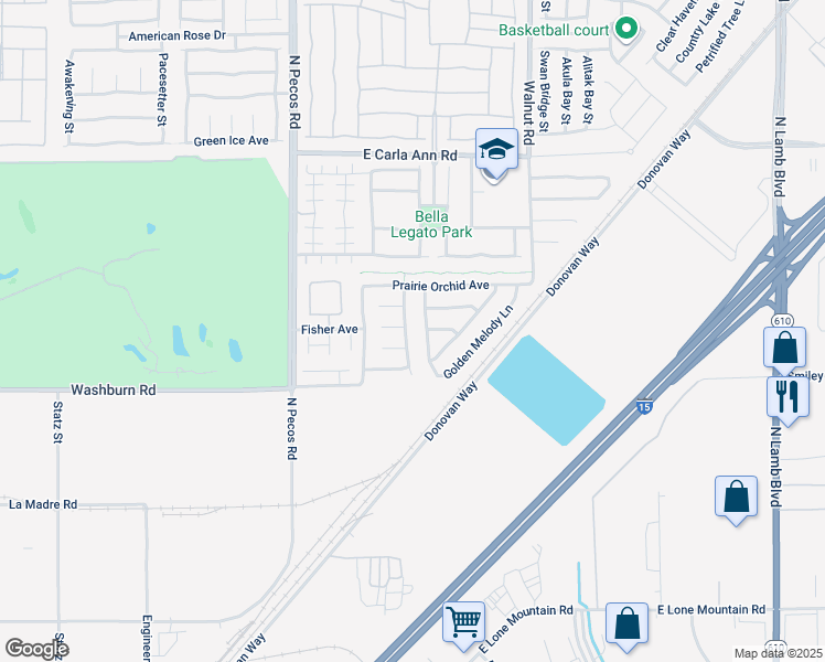 map of restaurants, bars, coffee shops, grocery stores, and more near 5240 Sweet William Street in North Las Vegas