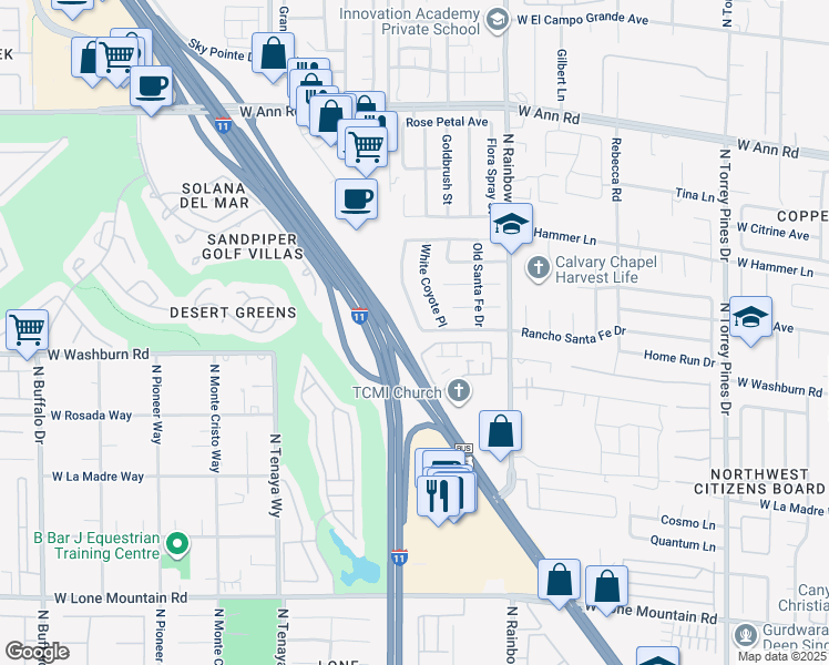 map of restaurants, bars, coffee shops, grocery stores, and more near 5201 Standing Rock Place in Las Vegas