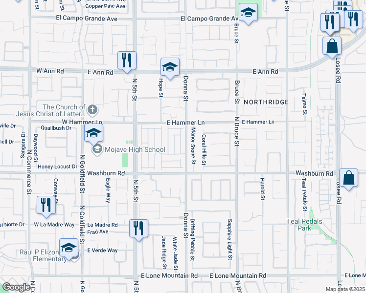 map of restaurants, bars, coffee shops, grocery stores, and more near 5328 North Carlsbad Heights Street in North Las Vegas