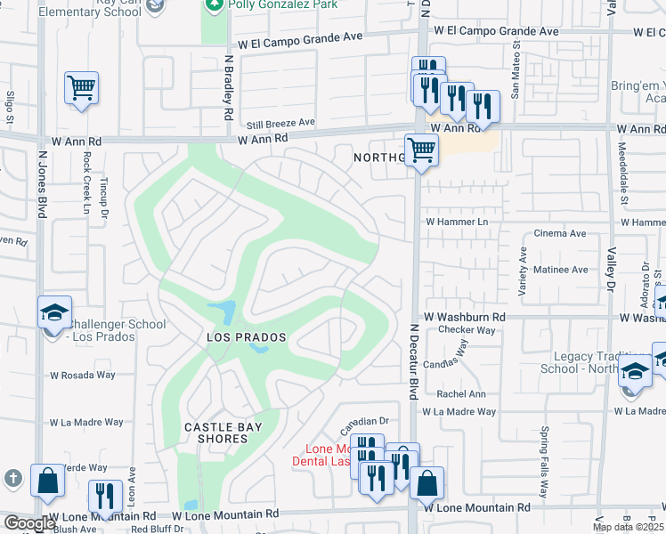 map of restaurants, bars, coffee shops, grocery stores, and more near 5001 Palm View Drive in Las Vegas