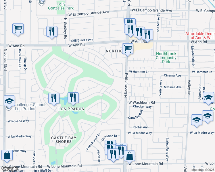 map of restaurants, bars, coffee shops, grocery stores, and more near 5000 Burr Oak Drive in Las Vegas