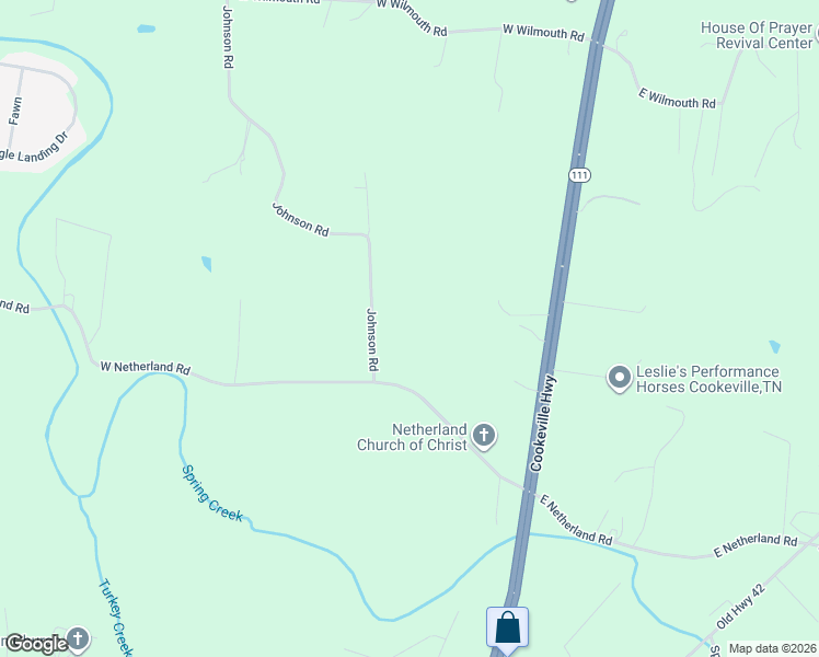map of restaurants, bars, coffee shops, grocery stores, and more near 172 West Netherland Road in Cookeville